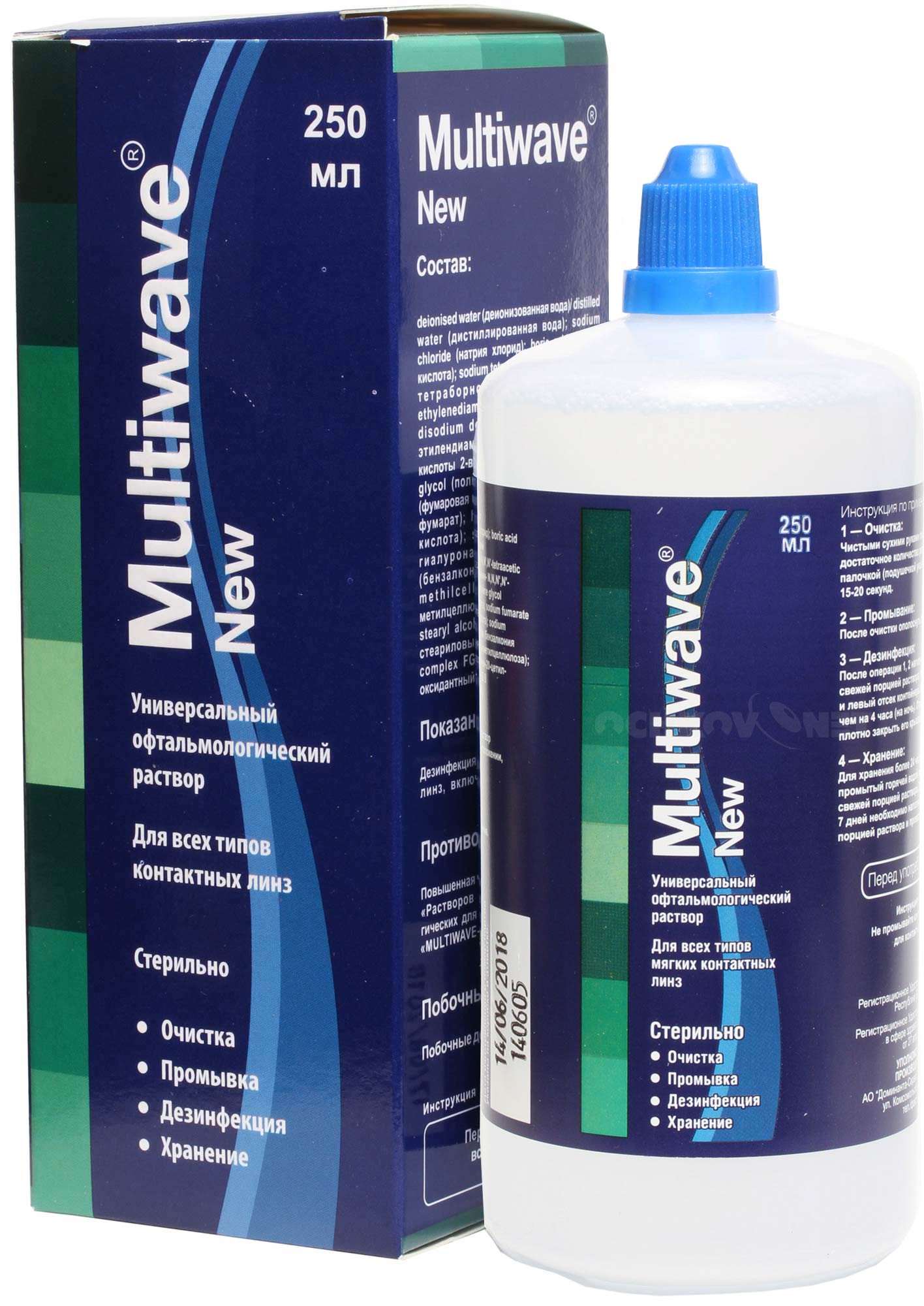 Multiwave New, универсальный офтальмологический раствор, 250 мл, 1 шт. фото
