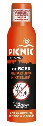 Picnic Extreme аэрозоль от летающих насекомых и клещей, спрей, 150 мл, 1 шт. фото 