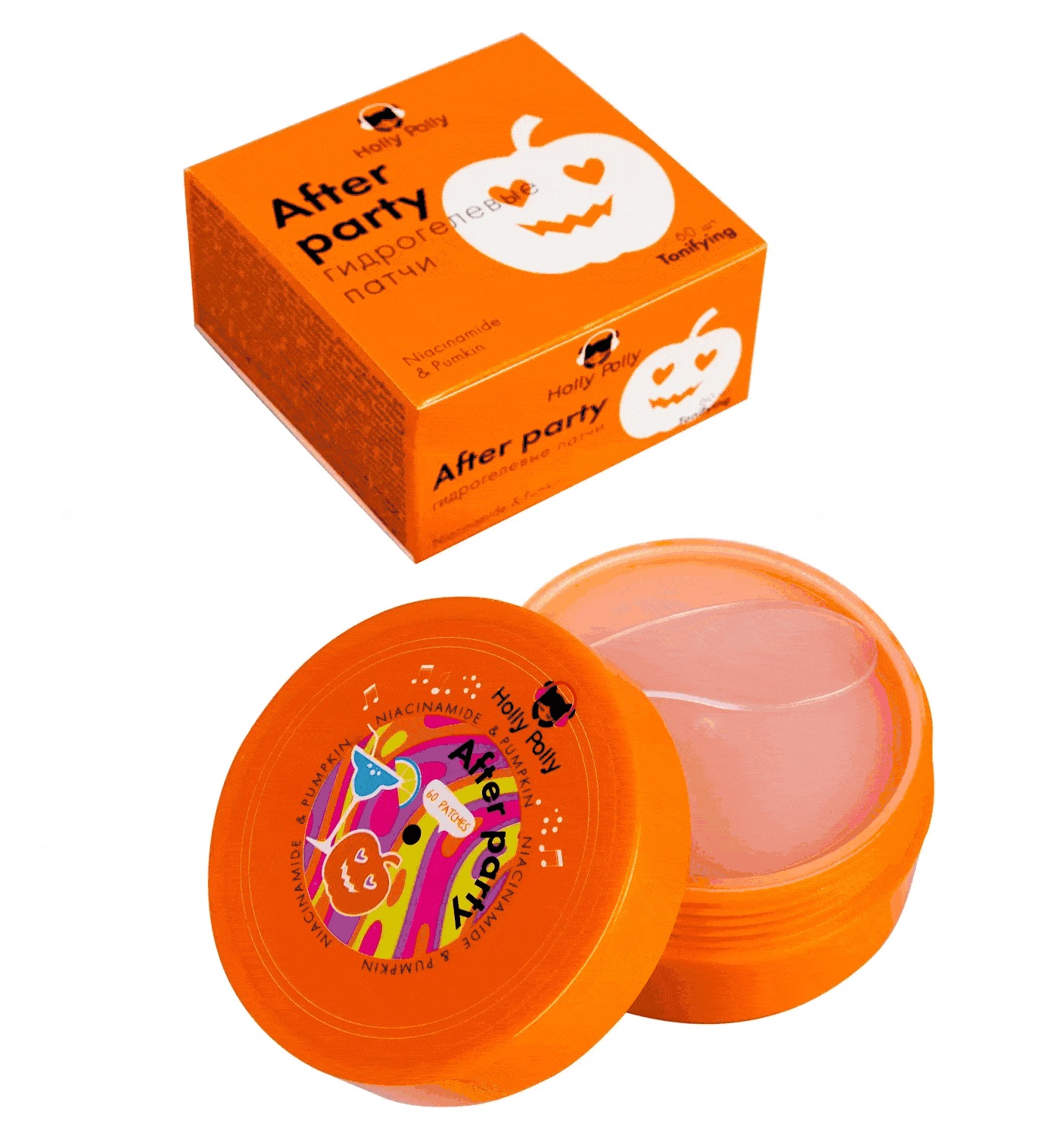 Holly Polly After Party Патчи гидрогелевые для глаз с ниацинамидом и экстрактом тыквы, патчи, 60 шт. фото
