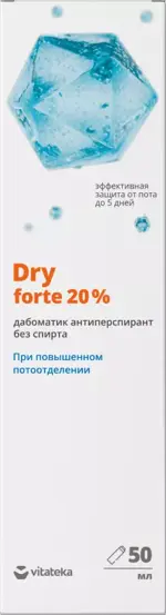 Витатека Dry Forte, 20 %, антиперсперант дабоматик, 50 мл, 1 шт, без спирта фото