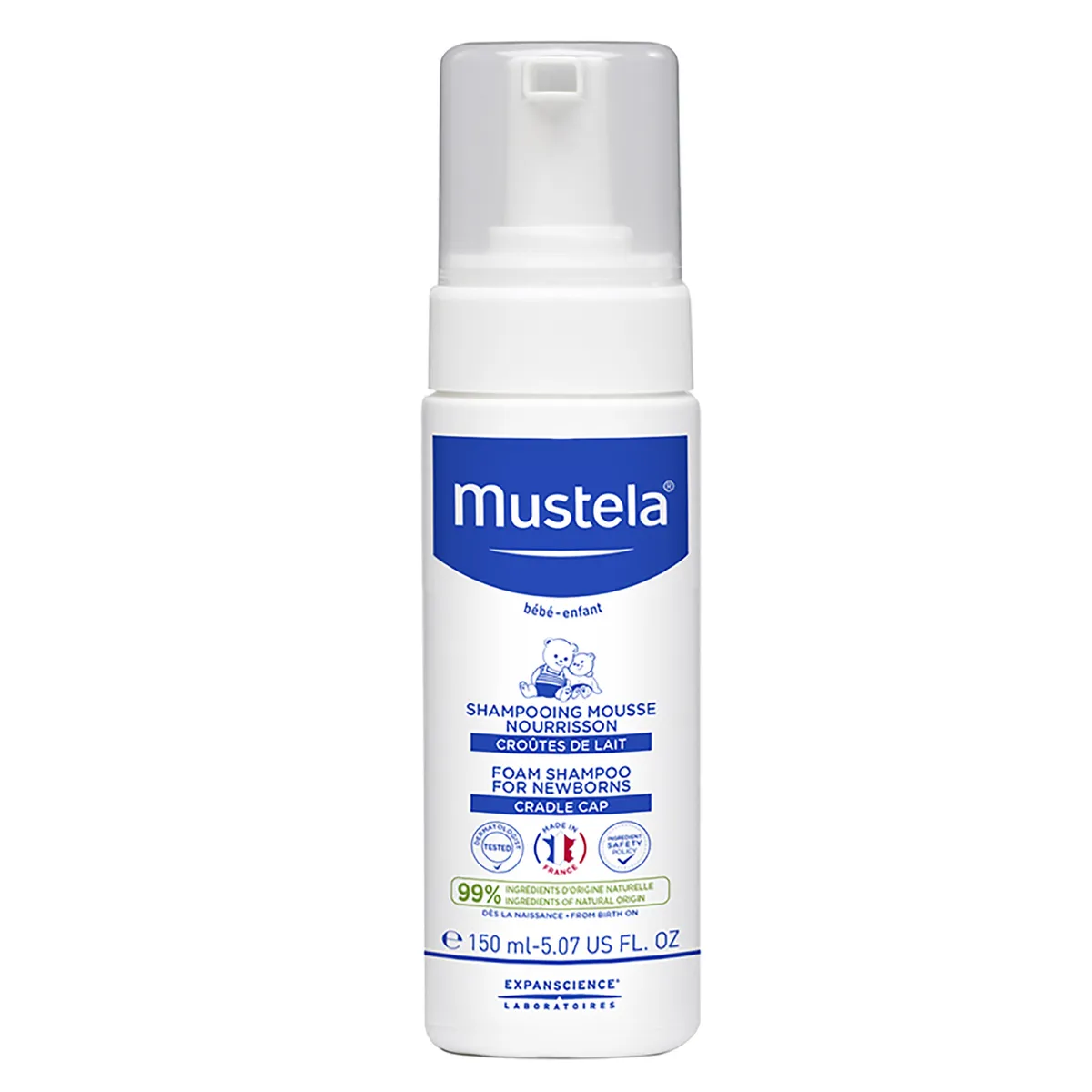 Mustela Шампунь-пенка от молочных корочек, шампунь, 150 мл, 1 шт, для новорожденных фото