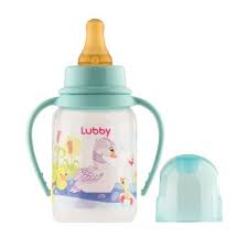 Lubby Бутылочка с латексной соской и ручками Веселые животные, 0+ мес, 125 мл, 1 шт, арт. 11390 фото