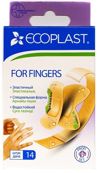 Ecoplast For fingers набор, лейкопластырь бактерицидный, 14 шт, телесный, эластичный тканевый фото