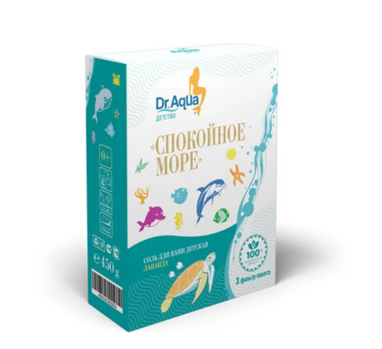 Dr Aqua Спокойное море Соль для ванн детская, соль для ванн, 150 г, 3 шт, лаванда фото