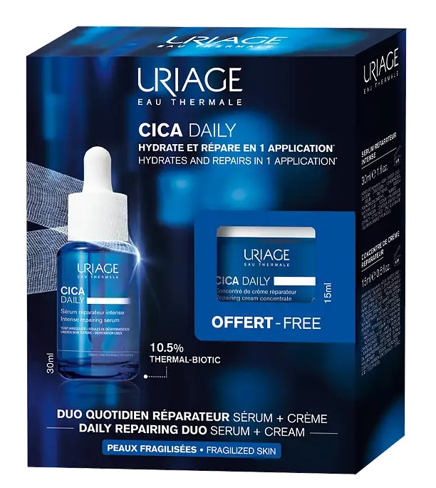 Uriage Cica Daily Сыворотка восстанавливающая 30 мл + крем-концентрат восстанавливающий 15 мл, 1 шт, набор фото