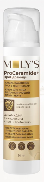 Молис ПроЦерамид+ крем для лица балансирующий с пробиотиками день/ночь, крем, 50 мл, 1 шт. фото