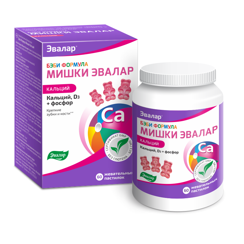 Бэби Формула Мишки Кальций, 2.5 г, пастилки жевательные, 60 шт. фото