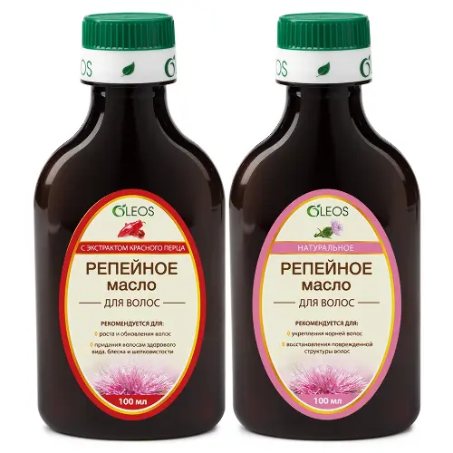 Oleos набор масло репейное + масло репейное с экстрактом красного перца, масло эфирное, 100 мл, 2 шт. фото