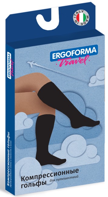 Ergoforma Travel 341 Гольфы компрессионные 1 класс, р. 3, 2 шт, черного цвета фото