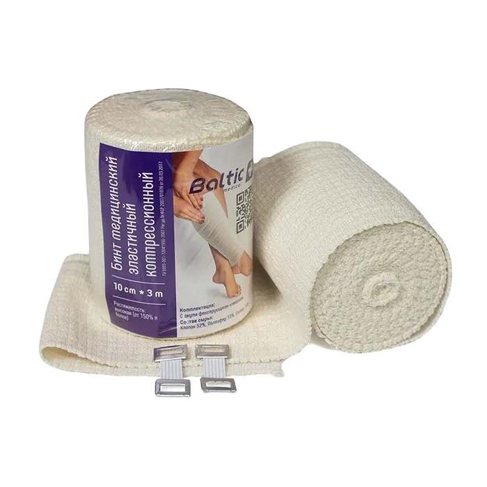 Baltic Medical Бинт медицинский эластичный, 10 см х 3 м, 1 шт, высокой растяжимости фото