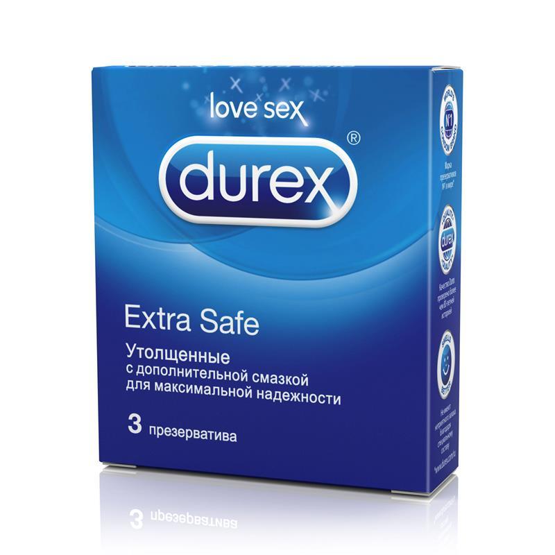 Durex Extra Safe, презервативы, 3 шт, гладкие, утолщенные фото