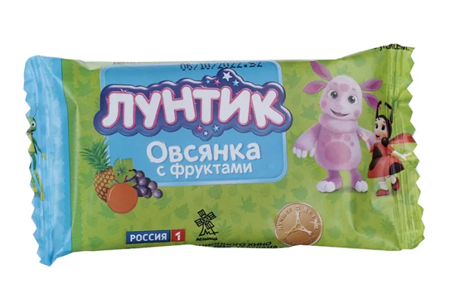 Лунтик батончик-мюсли на фруктозе, батончик, 40 г, 1 шт, овсянка с фруктами фото