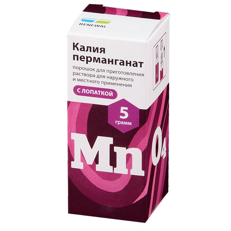 Калия перманганат, порошок для приготовления раствора для местного и наружного применения, 5 г, 1 шт. фото