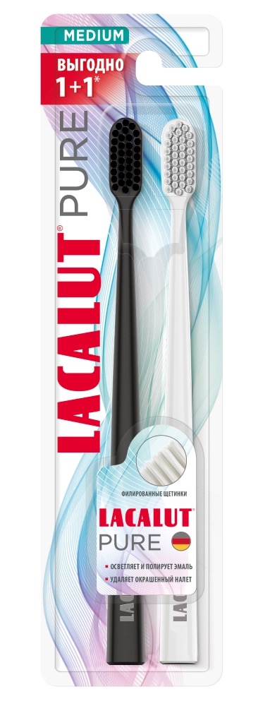 Lacalut Pure, щетка зубная, 2 шт, цвет в ассортименте, средней жесткости фото