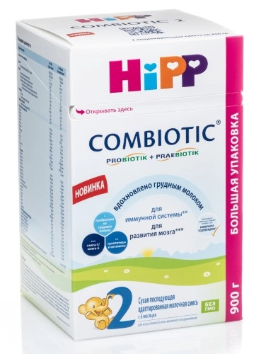 Hipp 2 Combiotic смесь молочная, смесь молочная сухая, 900 г, 1 шт. фото
