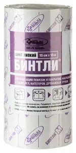 Бинтли М, бинт липкий фиксирующий, 15 см х 10 м, 1 шт, нетканая основа фото