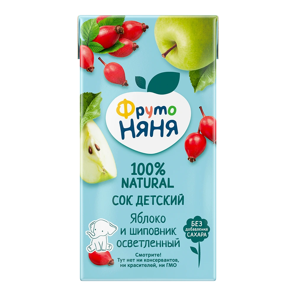 Фрутоняня сок осветленный яблоко и шиповник, сок, 500мл, 1 шт. фото