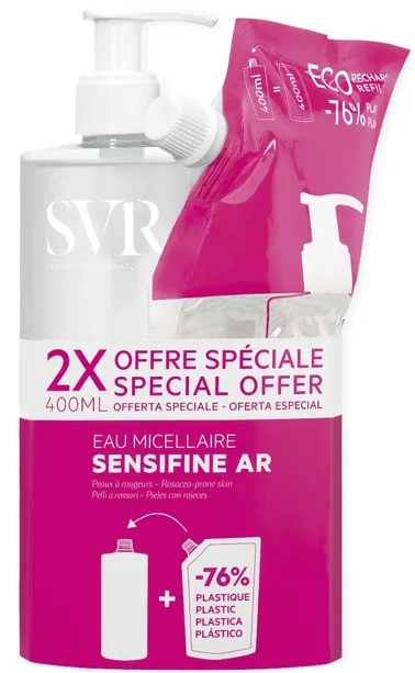 SVR Sensifine AR, вода мицеллярная, 400 мл, 2 шт, для кожи, склонной к куперозу фото
