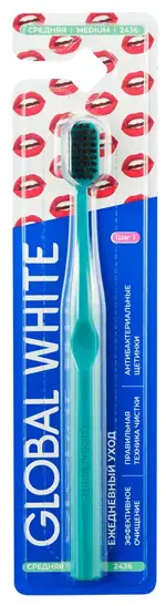 Global White Щетка зубная, 1 шт, средней жесткости фото