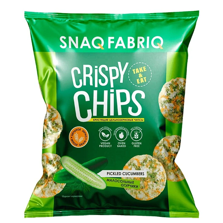 Snaq Fabriq Чипсы протеиновые цельнозерновые, чипсы, 50 г, 1 шт, малосольные огурчики фото