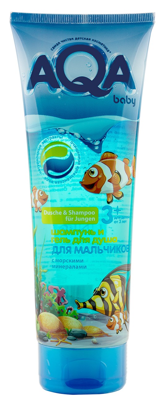 AQA baby kids Шампунь и гель для душа для мальчиков, шампунь-гель, 250 мл, 1 шт, с морскими минералами фото