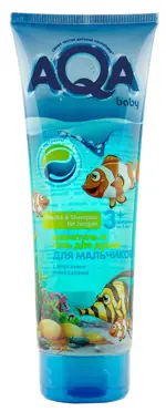 AQA baby kids Шампунь и гель для душа для мальчиков, шампунь-гель, 250 мл, 1 шт, с морскими минералами фото