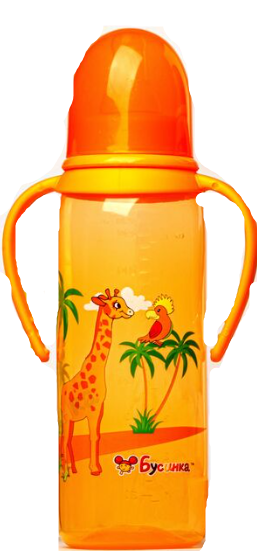 Бусинка Бутылочка с ручками с силиконовой соской, 250 мл, 1 шт, цвет в ассортименте, арт. 1912 фото