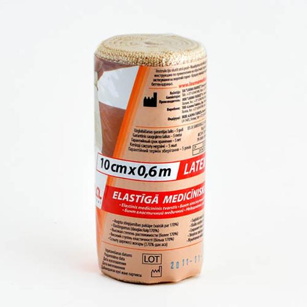 Lauma Бинт эластичный медицинский, 10 см х 0.6 м, 1 шт, с двумя фиксаторами, высокой растяжимости фото