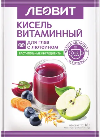 Леовит Кисель Витаминный для глаз с лютеином, порошок, 18 г, 1 шт. фото