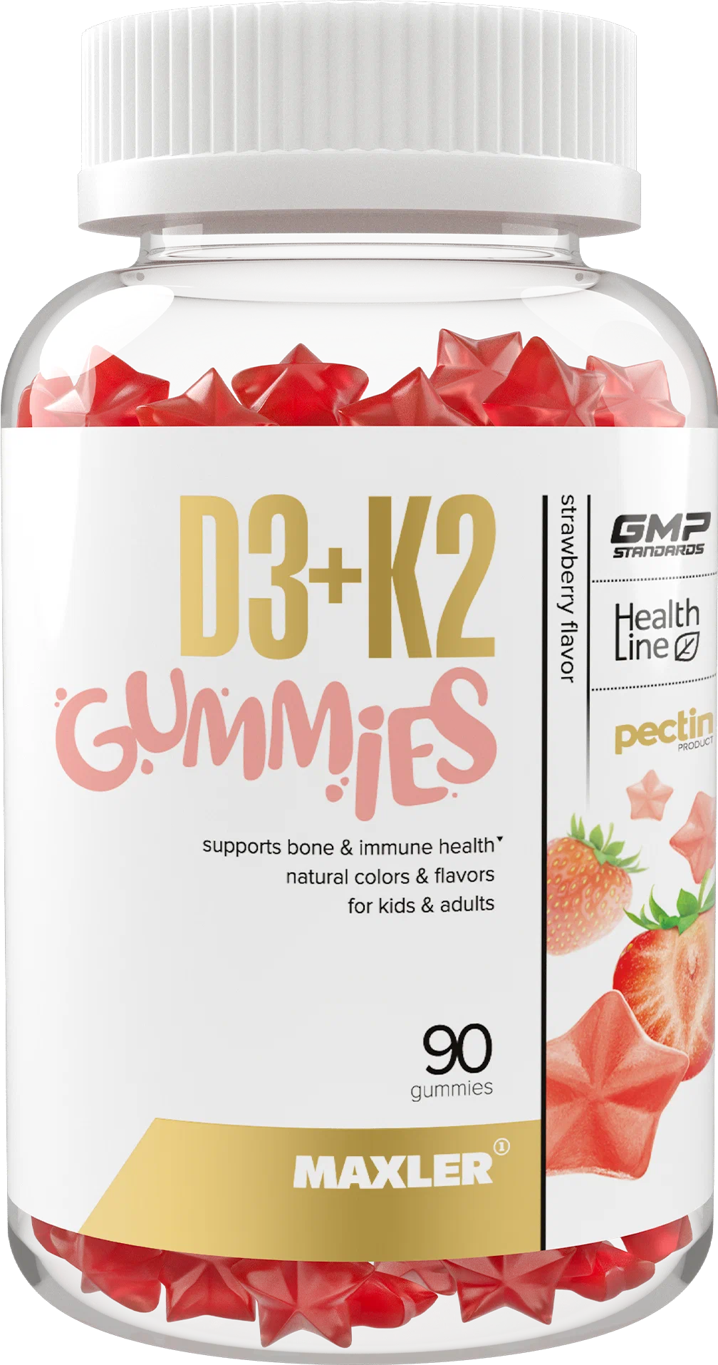 Maxler D3+K2 гаммиз, конфеты жевательные, 90 шт, клубника фото