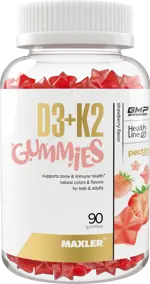 Maxler D3+K2 гаммиз, конфеты жевательные, 90 шт, клубника фото
