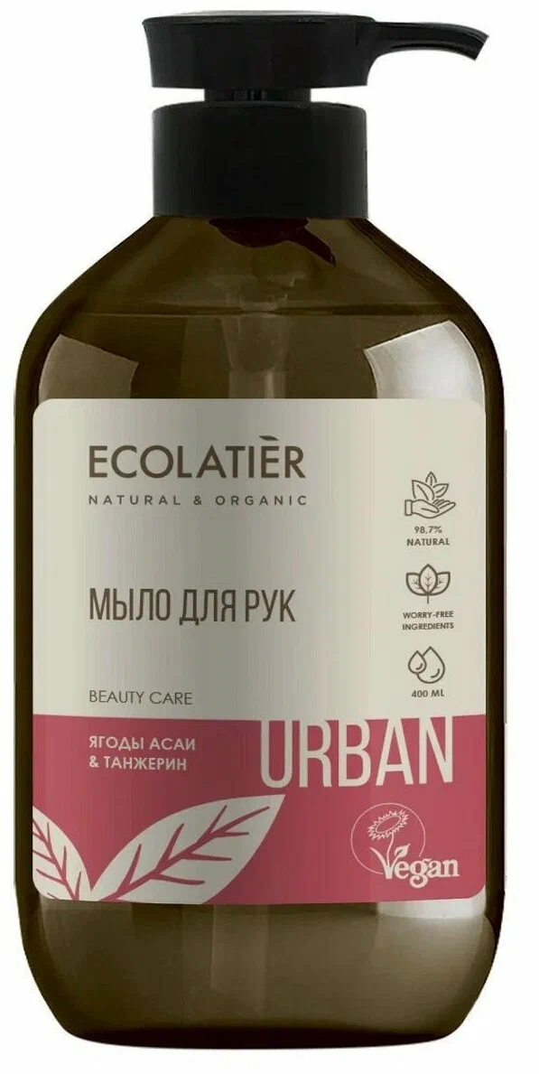 Ecolatier Urban Мыло жидкое для рук, мыло жидкое, 400 мл, 1 шт, ягоды асаи + танжерин фото