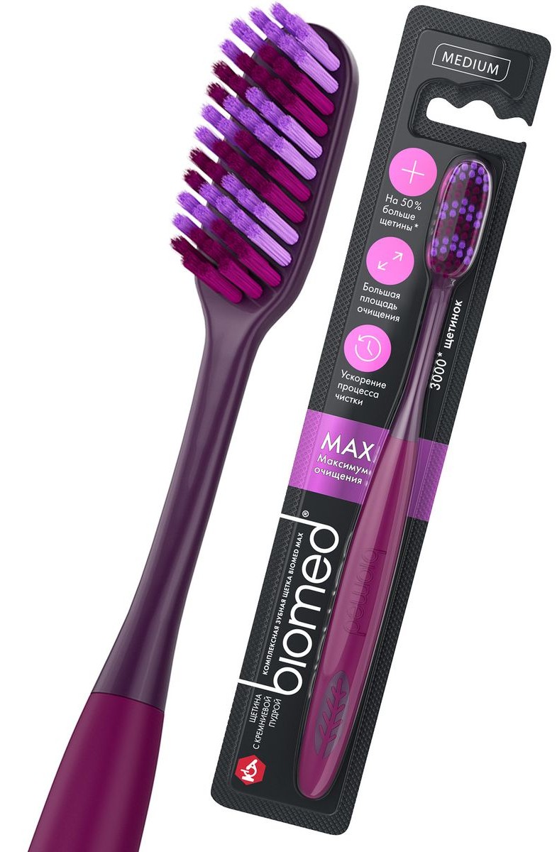 Biomed Max Зубная щетка, щетка зубная, 1 шт, цвет в ассортименте, средней жесткости фото