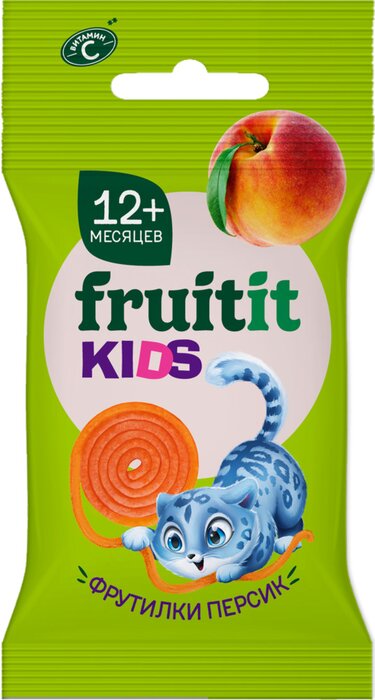 Fruitit kids Пастилки Фрутилки для детей, 15 г, 1 шт, персик, для детей с 12 месяцев фото