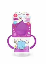 Dino&Rhino Бутылочка для кормления с соской молочной силиконовой с широким горлом с ручками, 0 +, 150 мл, 1 шт. фото