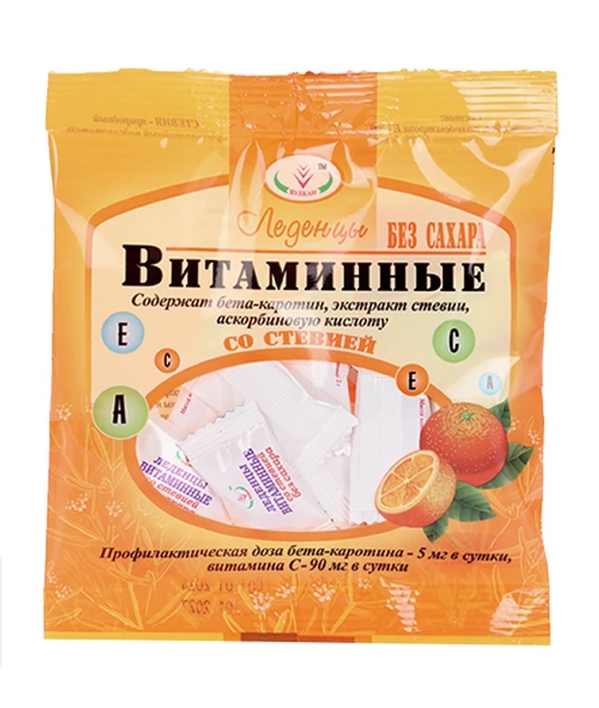 Леденцы Витаминные со стевией, леденцы, 30 г, 1 шт, без сахара фото