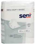 Seni Soft Basic Пеленки впитывающие, 60 см x 60 см, 30 шт, 2 капли фото