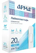 Арма Лейкопластырь, 1.9 см х 7.2 см, 20 шт, белый, нетканая основа фото