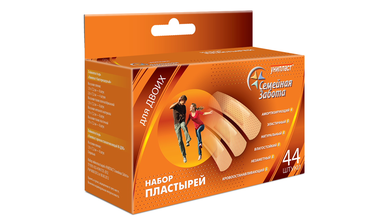 Унипласт Лейкопластырь бактерицидный Семейная забота, пластырь в комплекте, 44 шт. фото