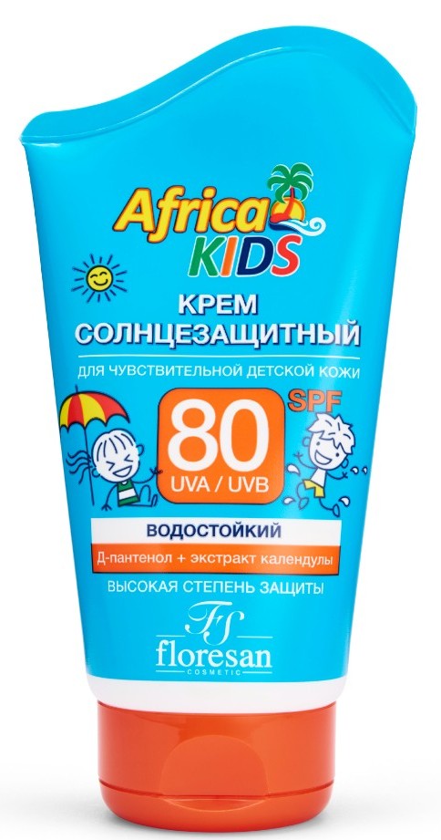 Floresan Africa Kids крем солнцезащитный на суше и на море, крем, 100 мл, 1 шт, SPF80, арт. Ф-404 фото