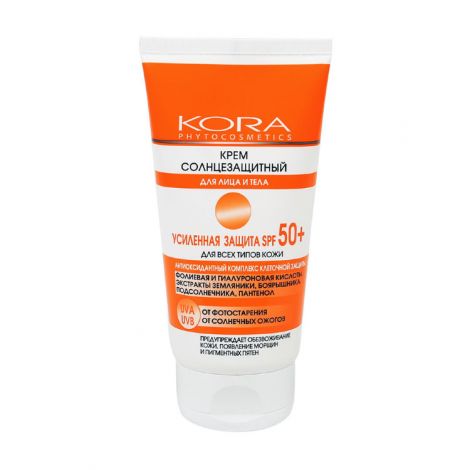 Kora Крем солнцезащитный для лица и тела SPF 50+, крем, 150 мл, 1 шт, усиленная защита фото
