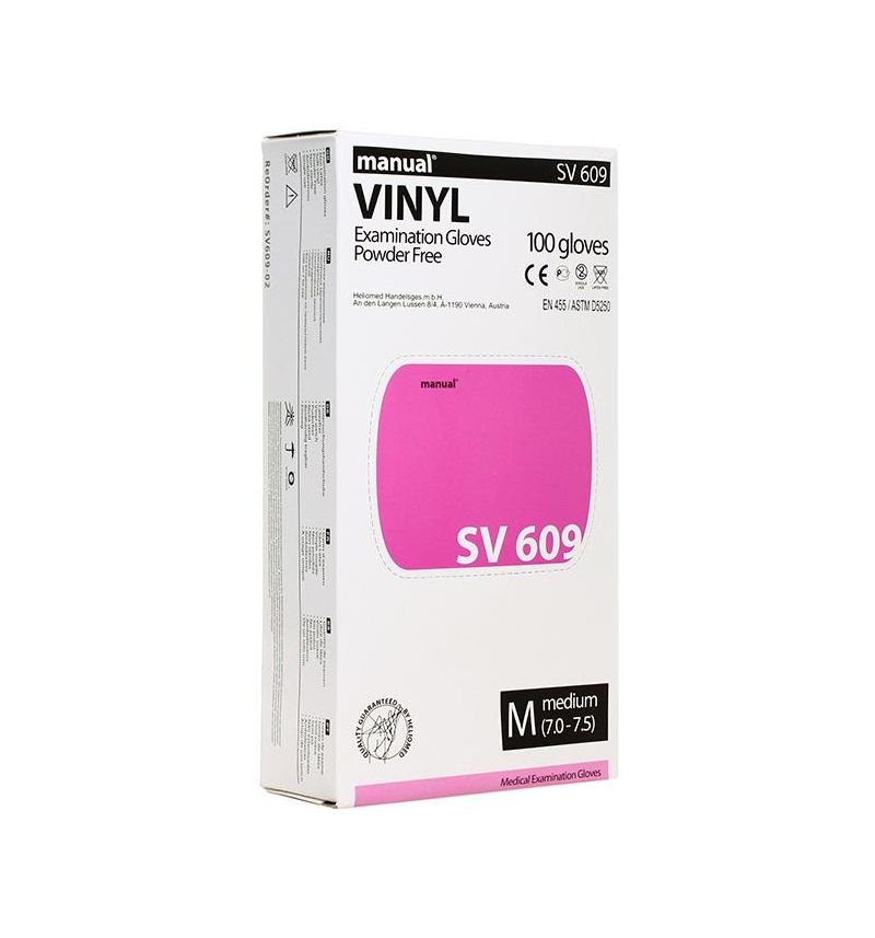 Manual SV609 Перчатки смотровые виниловые неопудренные нестерильные, Medium M (7-8), пара, 50 шт. фото