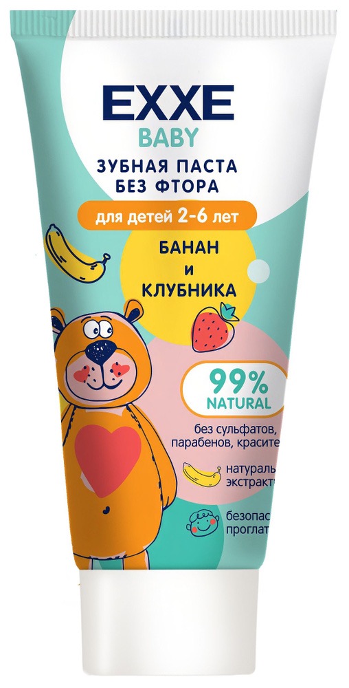 EXXE Зубная паста детская, зубная паста, 50 мл, 1 шт, клубника + банан фото