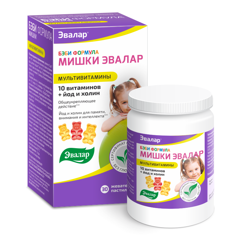 Бэби Формула Мишки Мультивитамины, пастилки жевательные, 30 шт. фото