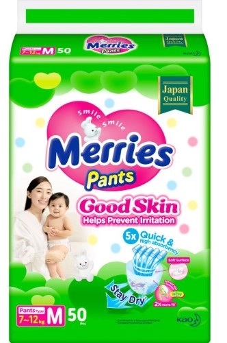Merries Good Skin подгузники-трусики детские, 7-12 кг, 50 шт, р. M фото