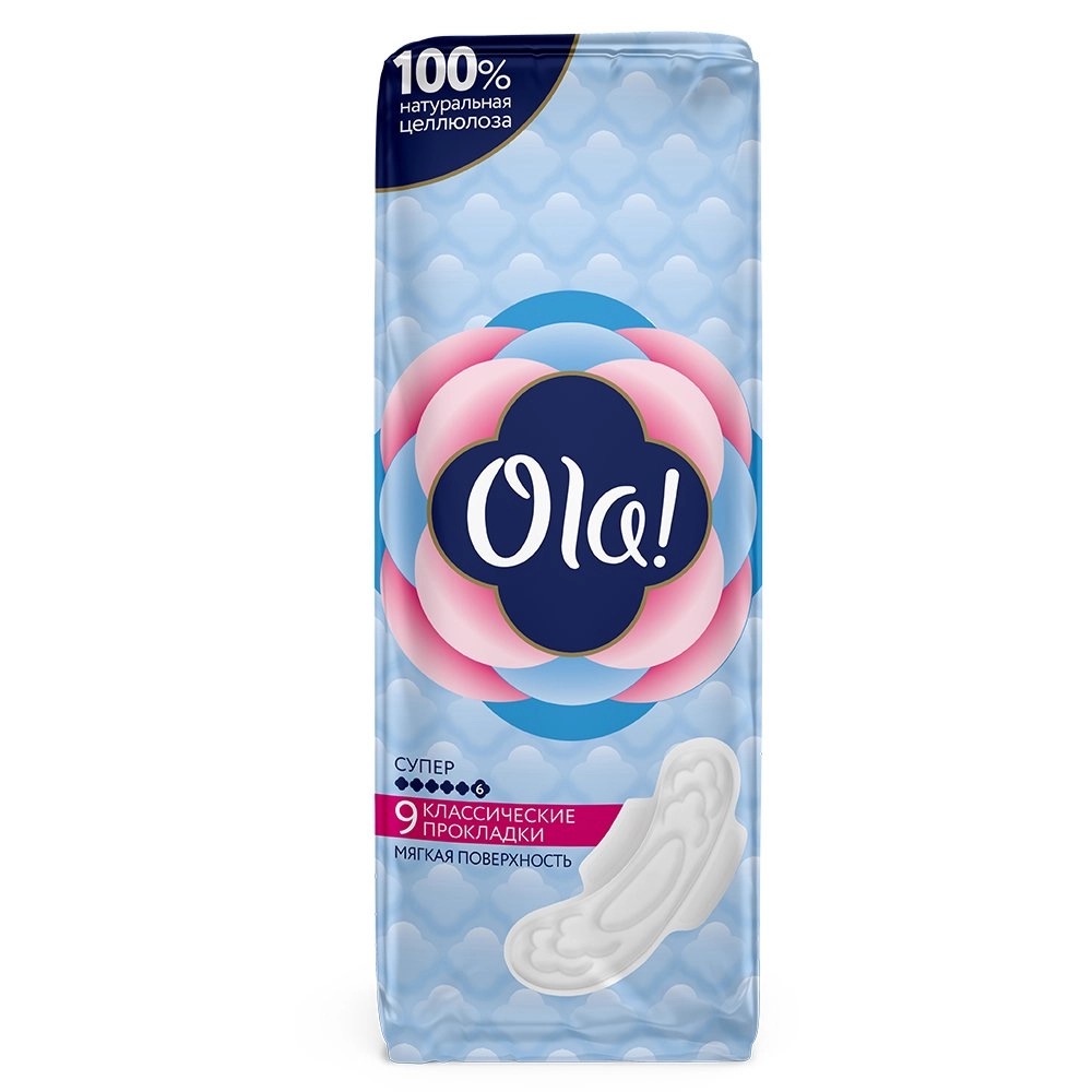 Ola! Classic Wings Super Прокладки Мягкая поверхность, прокладки гигиенические, 9 шт. фото
