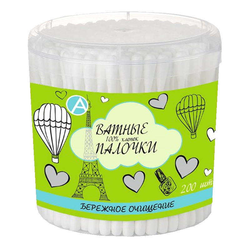 Апрель ватные палочки, ватные палочки в стакане, 200 шт. фото