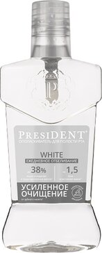 PresiDENT White Ополаскиватель для полости рта отбеливающий, раствор для полоскания полости рта, 400 мл, 1 шт. фото