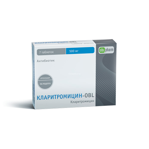 Кларитромицин-OBL, 500 мг, таблетки, покрытые пленочной оболочкой, 7 шт. фото