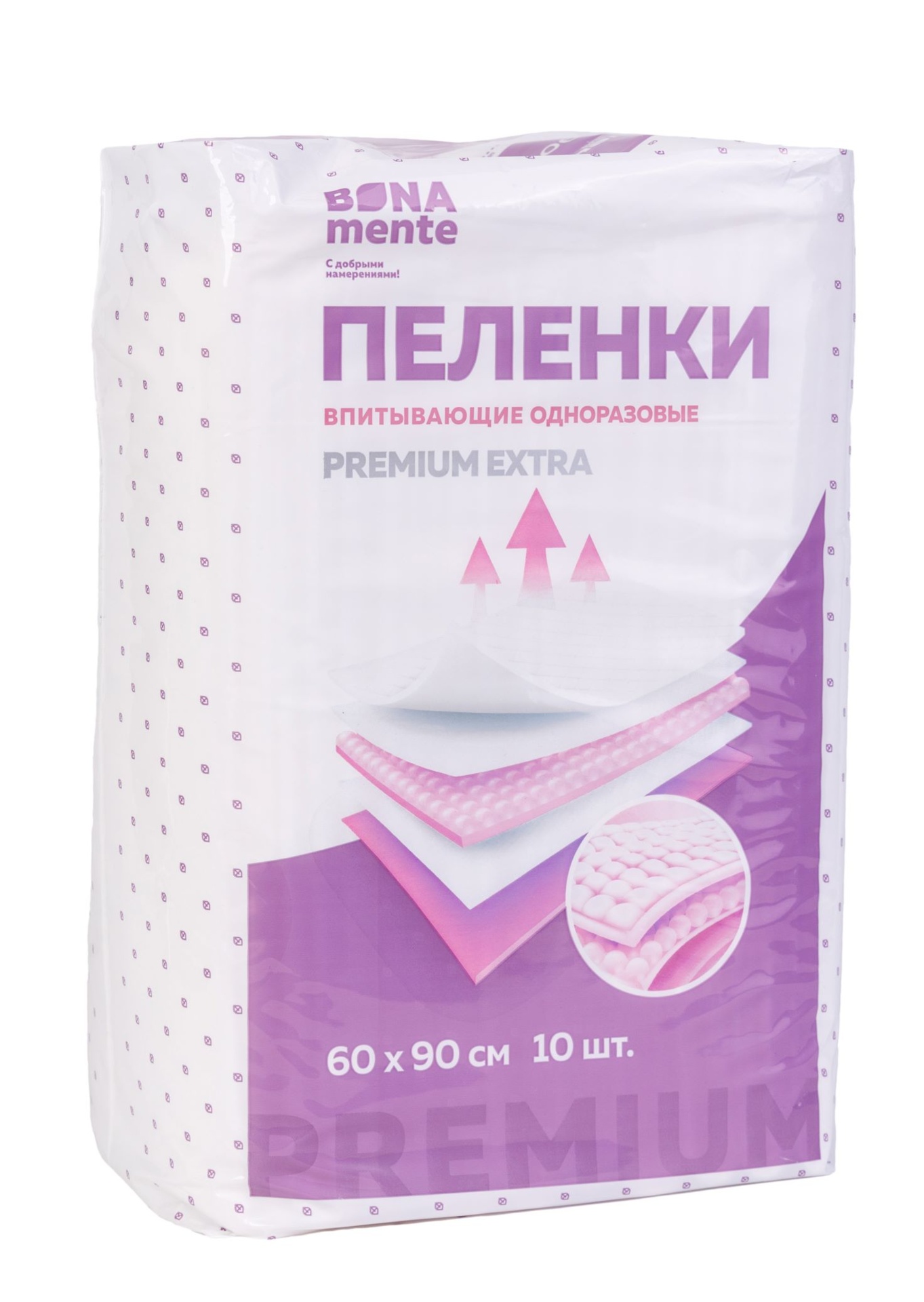 Bona Mente! Premium extra Пеленки одноразовые впитывающие, 60 см х 90 см, 10 шт. фото